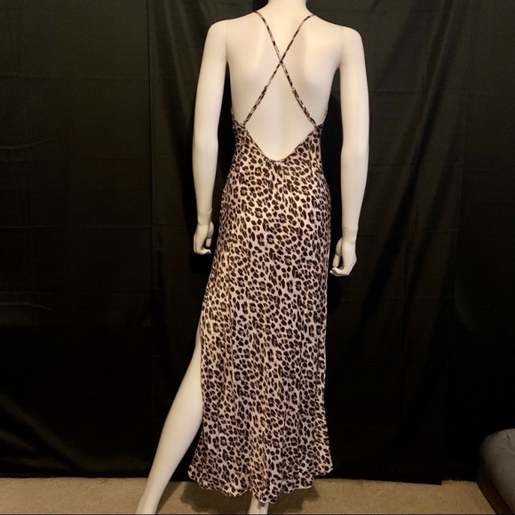 Vintage Y2K 100% Silk Leopard Print Dress Silk Slip Dress Silk Dress Cheetah - Picture 8 of 11